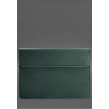 Шкіряний чохол-конверт на магнітах для MacBook 15-16 дюйм Зелений Crazy Horse
