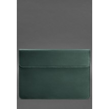 Кожаный чехол-конверт на магнитах для MacBook 15 дюйм Зеленый Crazy Horse