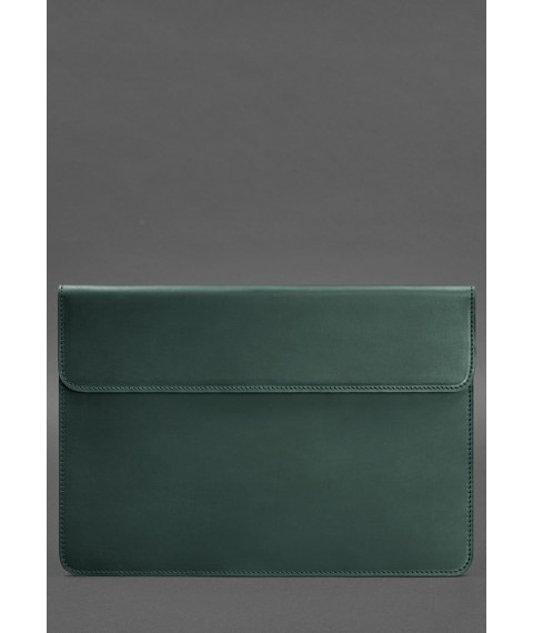 Кожаный чехол-конверт на магнитах для MacBook 15 дюйм Зеленый Crazy Horse