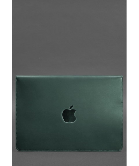 Leather envelope case with magnets for MacBook 15 inch Green Crazy Horse