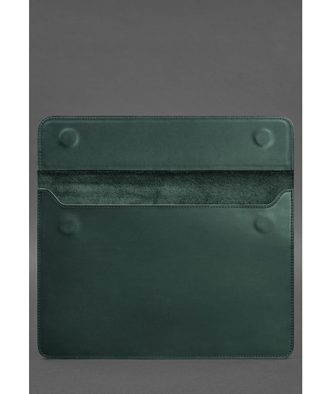 Leather envelope case with magnets for MacBook 15 inch Green Crazy Horse