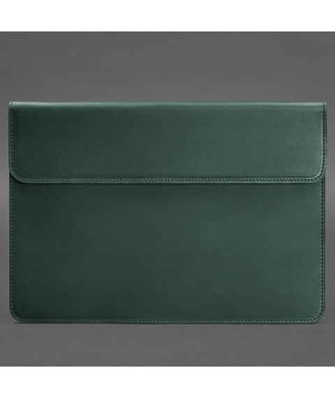 Шкіряний чохол-конверт на магнітах для MacBook 15 дюйм Зелений Crazy Horse