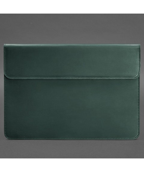 Leather envelope case with magnets for MacBook 15 inch Green Crazy Horse