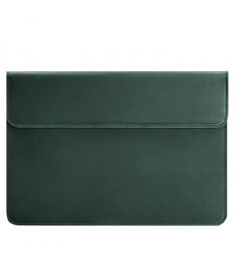 Leather envelope case with magnets for MacBook 15 inch Green Crazy Horse