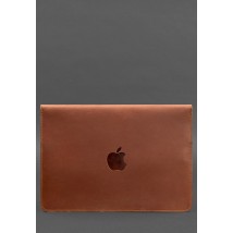 Кожаный чехол-конверт на магнитах для MacBook 15-16 дюйм Светло-коричневый Crazy Horse