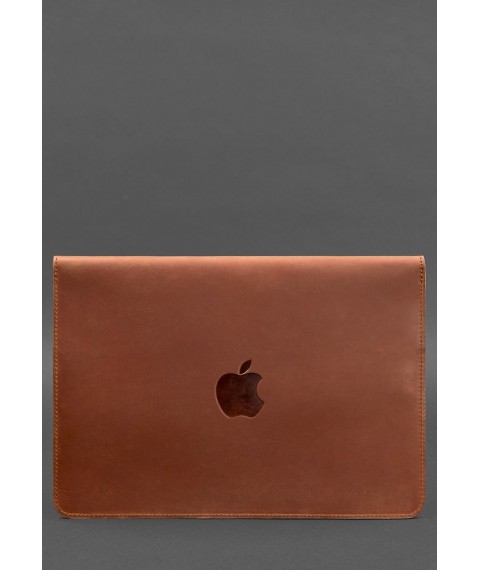 Шкіряний чохол-конверт на магнітах для MacBook 15 дюйм Світло-коричневий Crazy Horse