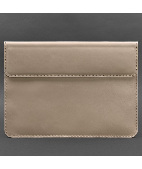 Шкіряний чохол-конверт на магнітах для MacBook 16 дюйм Світло-бежевий
