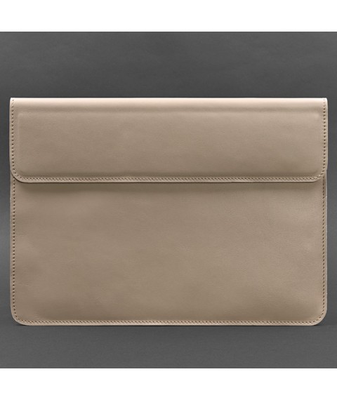 Шкіряний чохол-конверт на магнітах для MacBook 16 дюйм Світло-бежевий