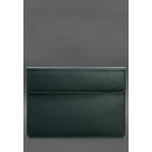 Кожаный чехол-конверт на магнитах для ноутбука Универсальный Зеленый