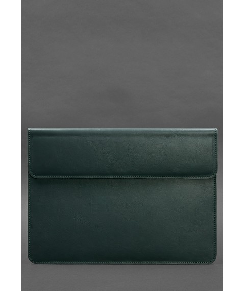 Leather envelope case with magnets for MacBook 15-16 inch Green