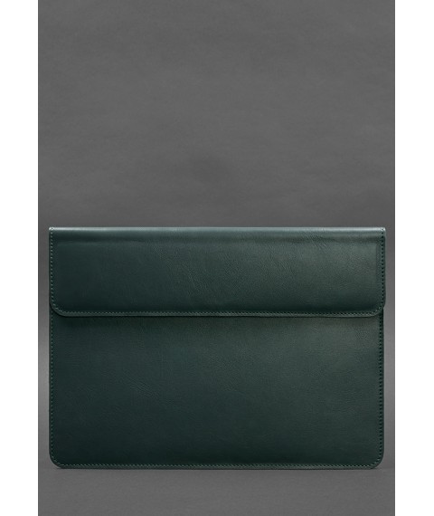 Leather envelope case with magnets for MacBook 15 inch Green