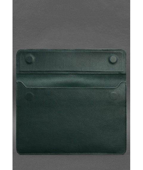 Leather envelope case with magnets for MacBook 15 inch Green