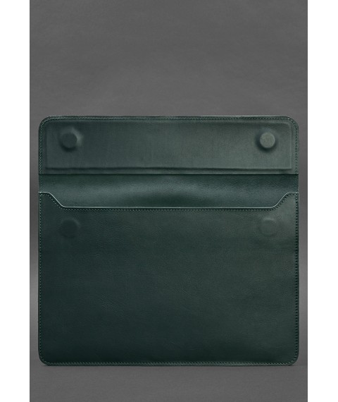 Leather envelope case with magnets for MacBook 15-16 inch Green