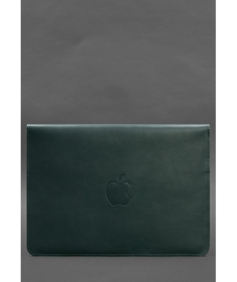 Шкіряний чохол-конверт на магнітах для MacBook 15 дюйм Зелений