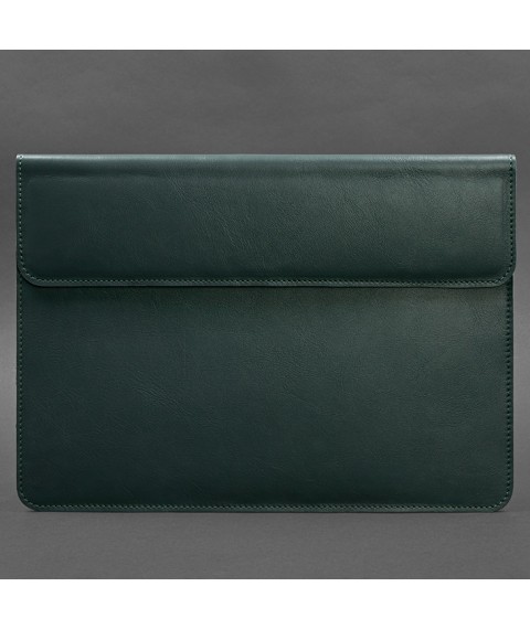 Leather envelope case with magnets for MacBook 15-16 inch Green