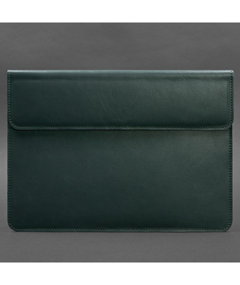 Leather envelope case with magnets for MacBook 15 inch Green