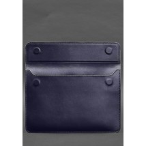 Кожаный чехол-конверт на магнитах для ноутбука Универсальный Темно-синий
