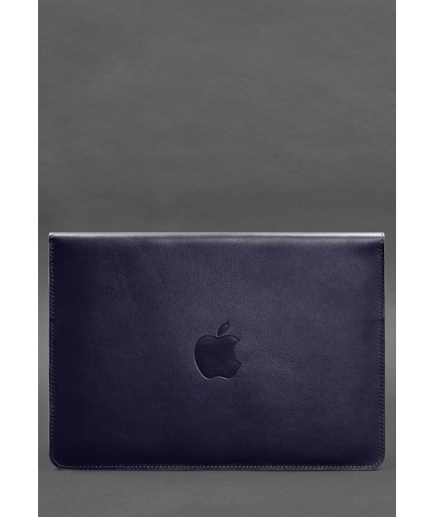 Шкіряний чохол-конверт на магнітах для MacBook 15-16 дюйм Темно-синій