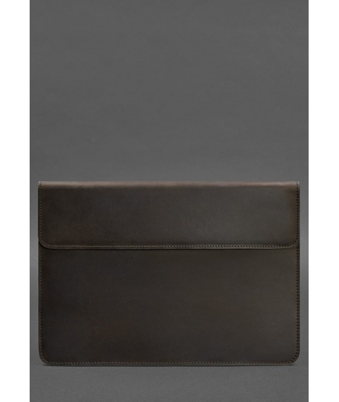 Leather Envelope Case with Magnets for Laptop Universal Dark Brown Crazy Horse