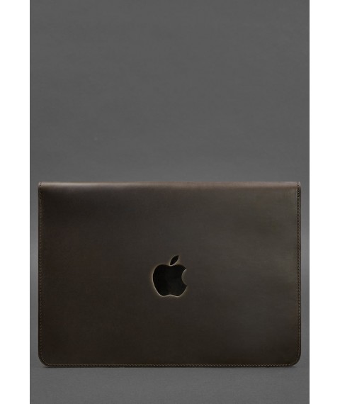 Шкіряний чохол-конверт на магнітах для MacBook 15 дюйм Темно-коричневий