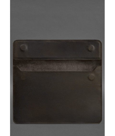 Шкіряний чохол-конверт на магнітах для ноутбука Універсальний Темно-коричневий Crazy Horse
