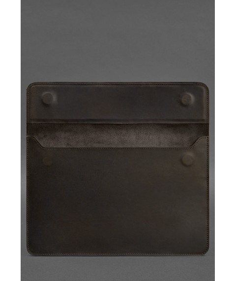 Leather Envelope Case with Magnets for Laptop Universal Dark Brown Crazy Horse