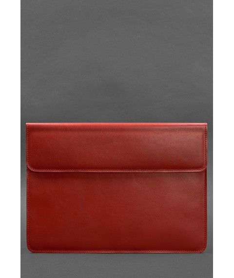 Шкіряний чохол-конверт на магнітах для ноутбука Універсальний Червоний
