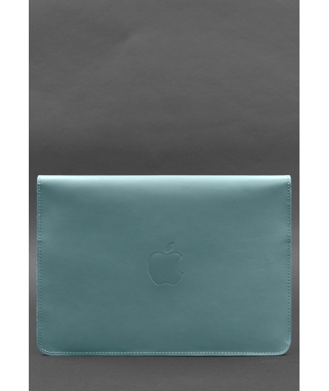 Leather envelope case with magnets for MacBook 15-16 inch Turquoise