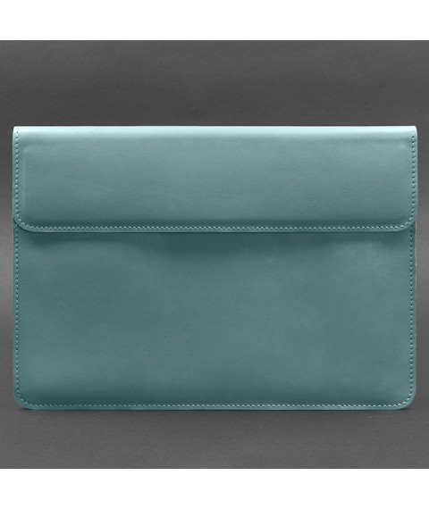 Шкіряний чохол-конверт на магнітах для MacBook 15-16 дюйм Бірюзовий