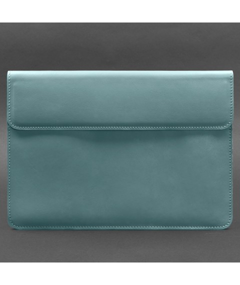 Leather envelope case with magnets for MacBook 15-16 inch Turquoise