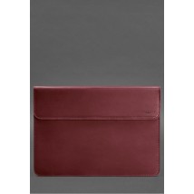 Шкіряний чохол-конверт на магнітах для MacBook Pro 16" Бордовий Crazy Horse