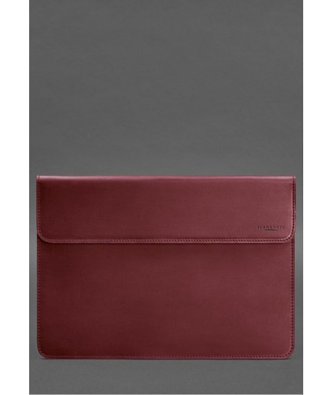 Шкіряний чохол-конверт на магнітах для MacBook Pro 16" Бордовий Crazy Horse