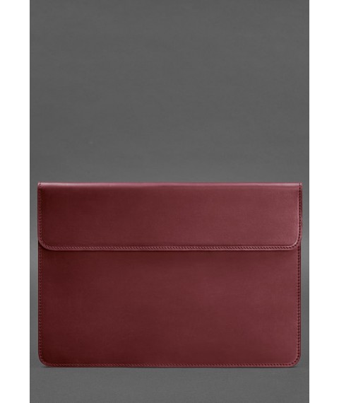 Leather envelope case with magnets for MacBook 15 inch Burgundy Crazy Horse