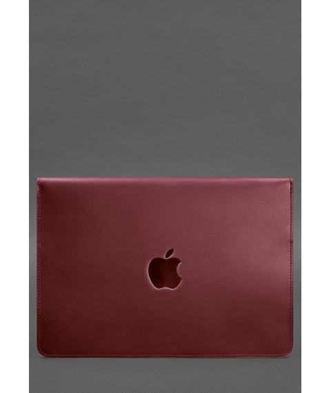 Шкіряний чохол-конверт на магнітах для MacBook 15 дюйм Бордовий Crazy Horse