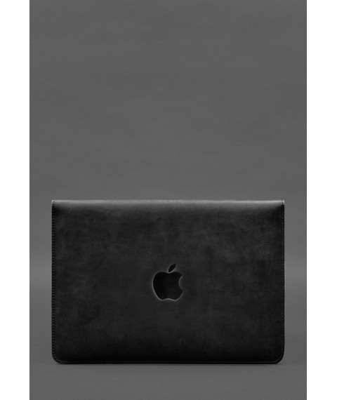Envelope case with flap leather+felt for MacBook 14" Black Crazy Horse
