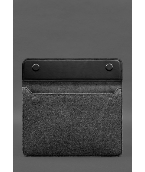 Envelope case with flap leather+felt for MacBook 14" Black Crazy Horse