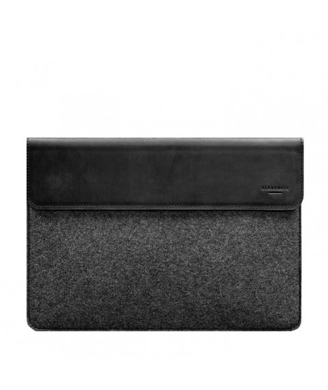 Чохол-конверт із клапаном шкіра+фетр для MacBook 16" Чорний Crazy Horse