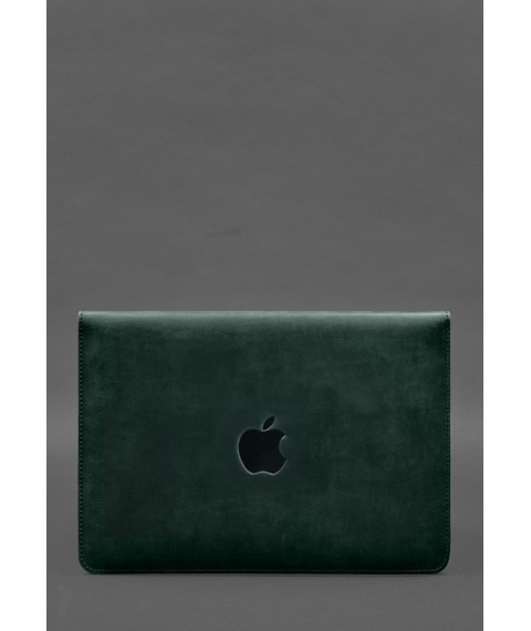 Envelope case with flap leather+felt for MacBook 14" Green Crazy Horse