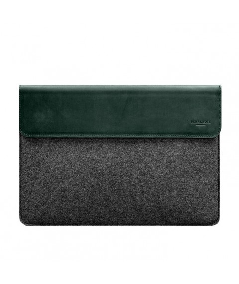 Envelope case with flap leather+felt for MacBook 14" Green Crazy Horse