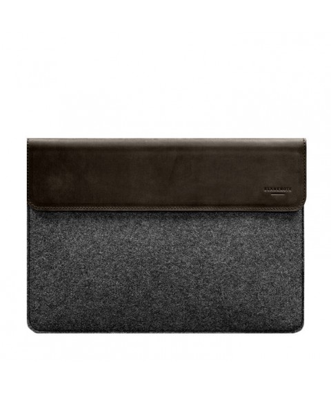 Envelope case with flap leather+felt for MacBook 13" Dark brown Crazy Horse