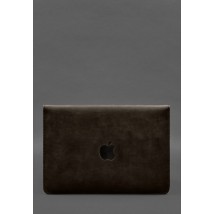 Чехол-конверт с клапаном кожа+фетр для MacBook 14" Темно-коричневый Crazy Horse
