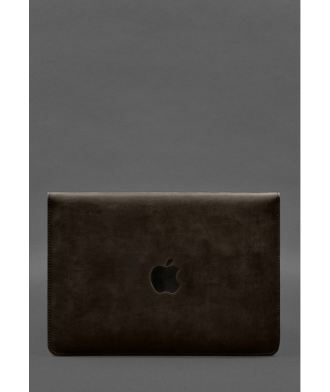 Чохол-конверт із клапаном шкіра+фетр для MacBook 14" Чорний Crazy Horse