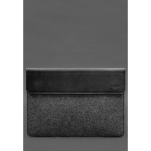 Чохол-конверт із клапаном шкіра+фетр для MacBook 15" Чорний Crazy Horse