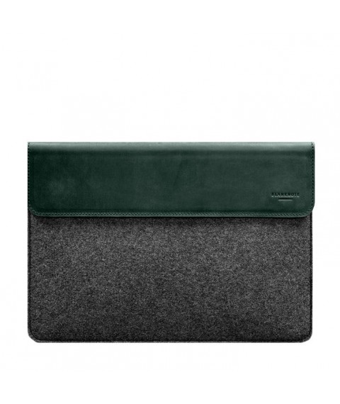 Чохол-конверт із клапаном шкіра+фетр для MacBook 15" Зелений Crazy Horse
