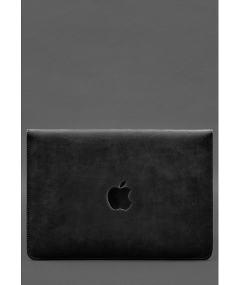 Envelope case with flap leather+felt for MacBook 15" Black Crazy Horse