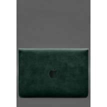 Чохол-конверт із клапаном шкіра+фетр для MacBook 15" Зелений Crazy Horse