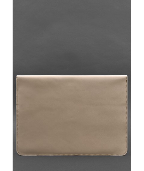 Leather envelope case with magnets for laptop Universal Light beige