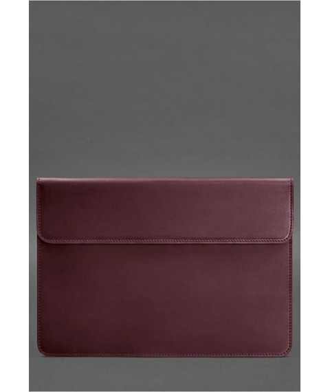 Leather envelope case with magnets for laptop Universal Burgundy Crazy Horse