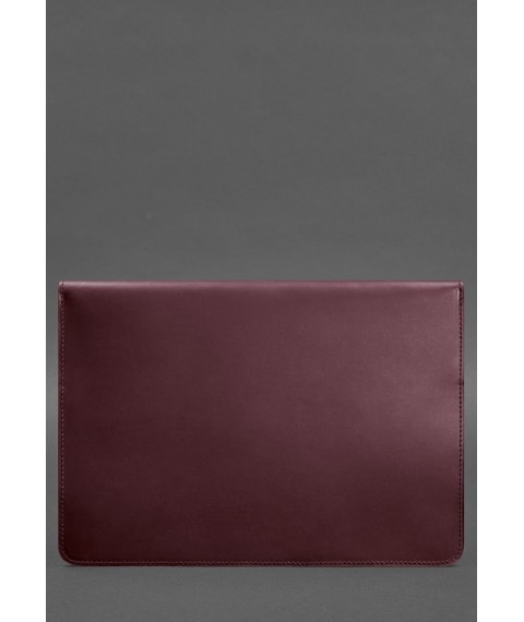 Шкіряний чохол-конверт на магнітах для ноутбука Універсальний Бордовий Crazy Horse