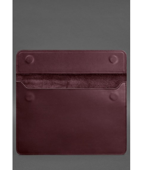 Leather envelope case with magnets for laptop Universal Burgundy Crazy Horse